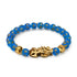 Pixiu Feng Shui Armband | Wasserelement | Blauer Achat x 18 Karat Gold